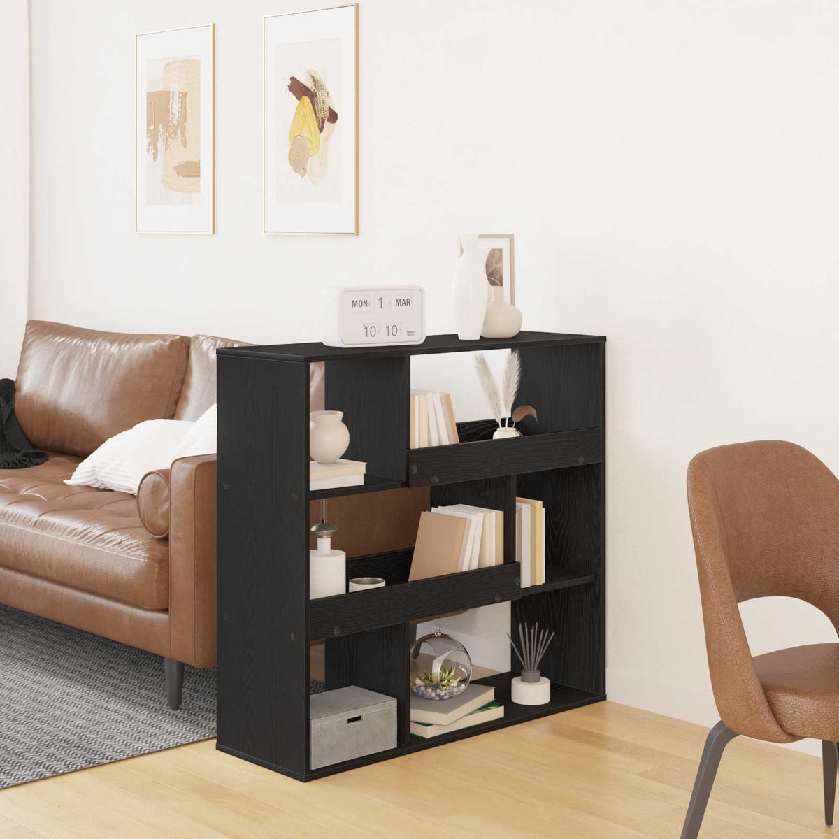 Boekenplank Zwart Eiken 100 x 33 x 94,5 cm Bewerkt hout is nu te koop bij PeponiXL, paradijselijk wonen!