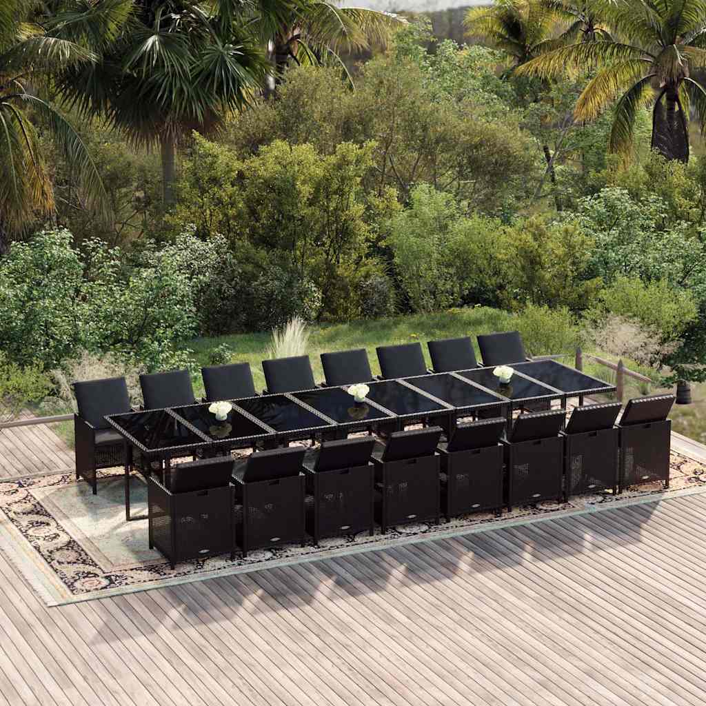 17-delige Tuinset met kussens poly rattan zwart is nu te koop bij PeponiXL, paradijselijk wonen!