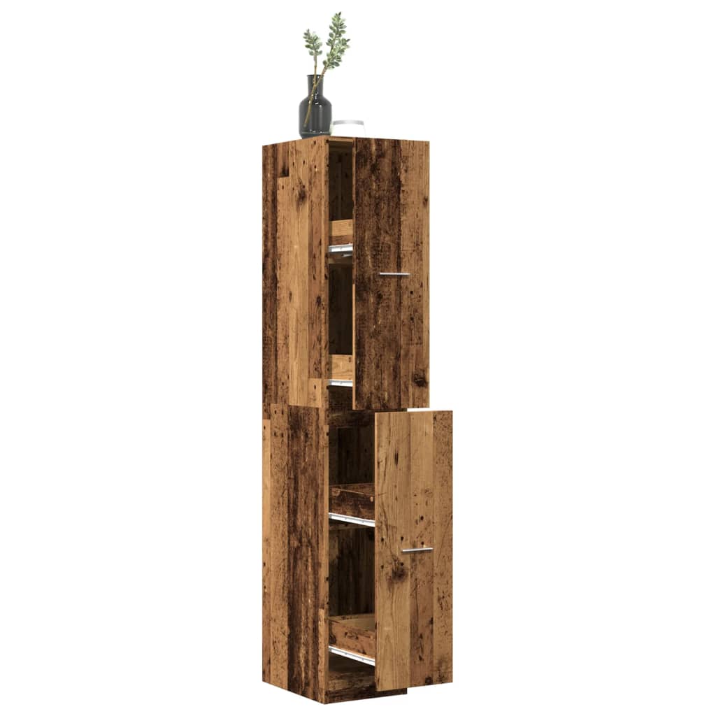 Apothekerskast 30x41x174,5 cm bewerkt hout oud houtkleurig is nu te koop bij PeponiXL, paradijselijk wonen!
