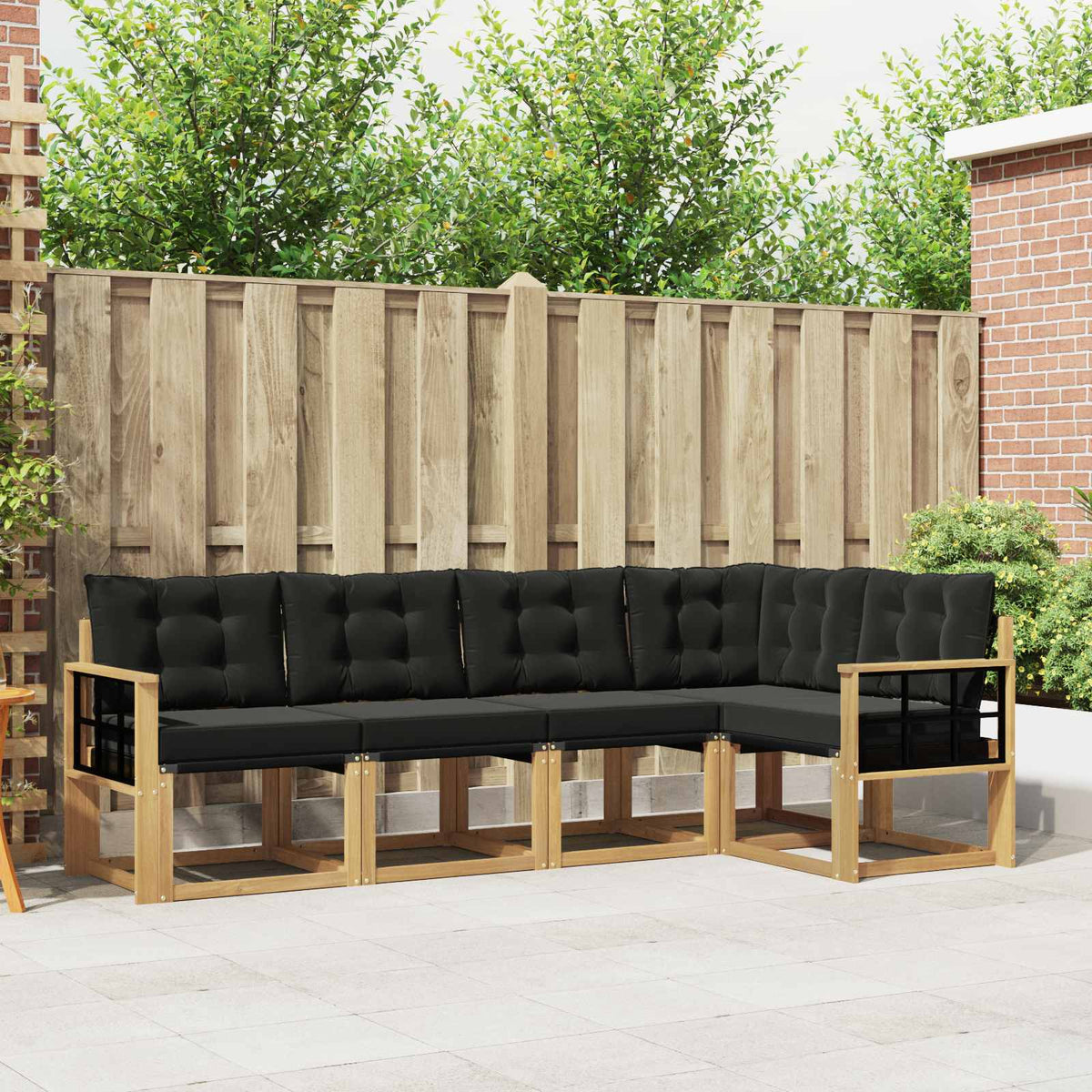 Buiten bankenset met kussen 5 pcs Wit en zwart is nu te koop bij PeponiXL, paradijselijk wonen!