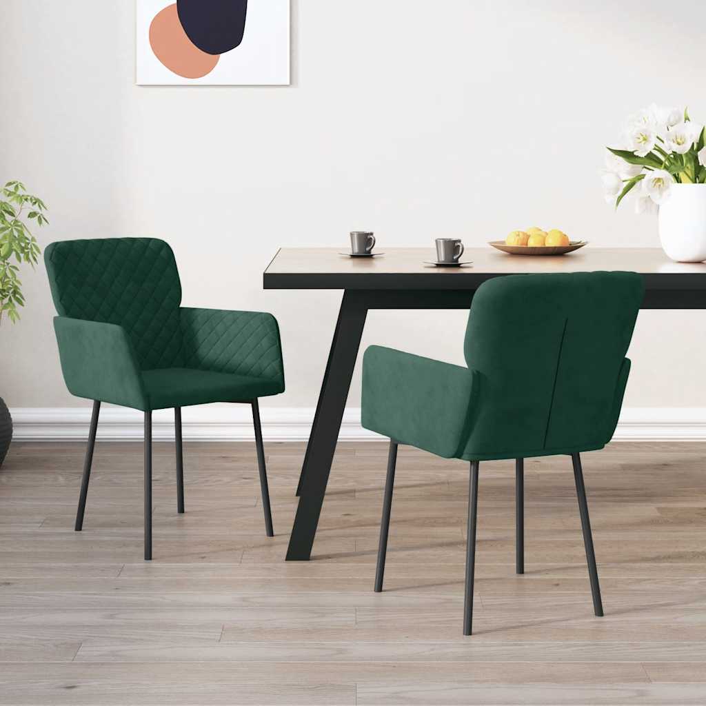 Eetkamerstoelen 2 st fluweel donkergroen is nu te koop bij PeponiXL, paradijselijk wonen!