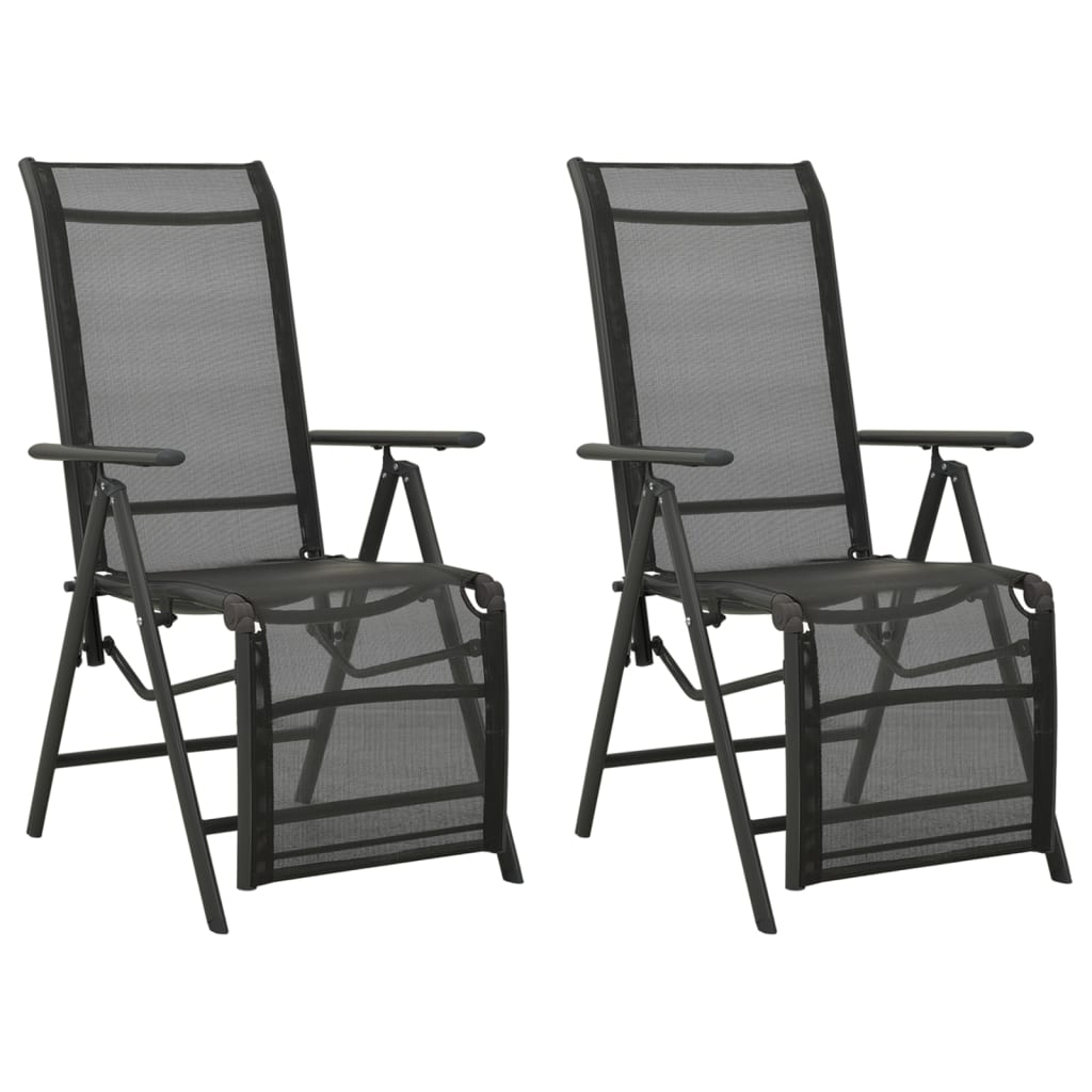 Tuinstoelen 2 st verstelbaar textileen aluminium zwart is nu te koop bij PeponiXL, paradijselijk wonen!