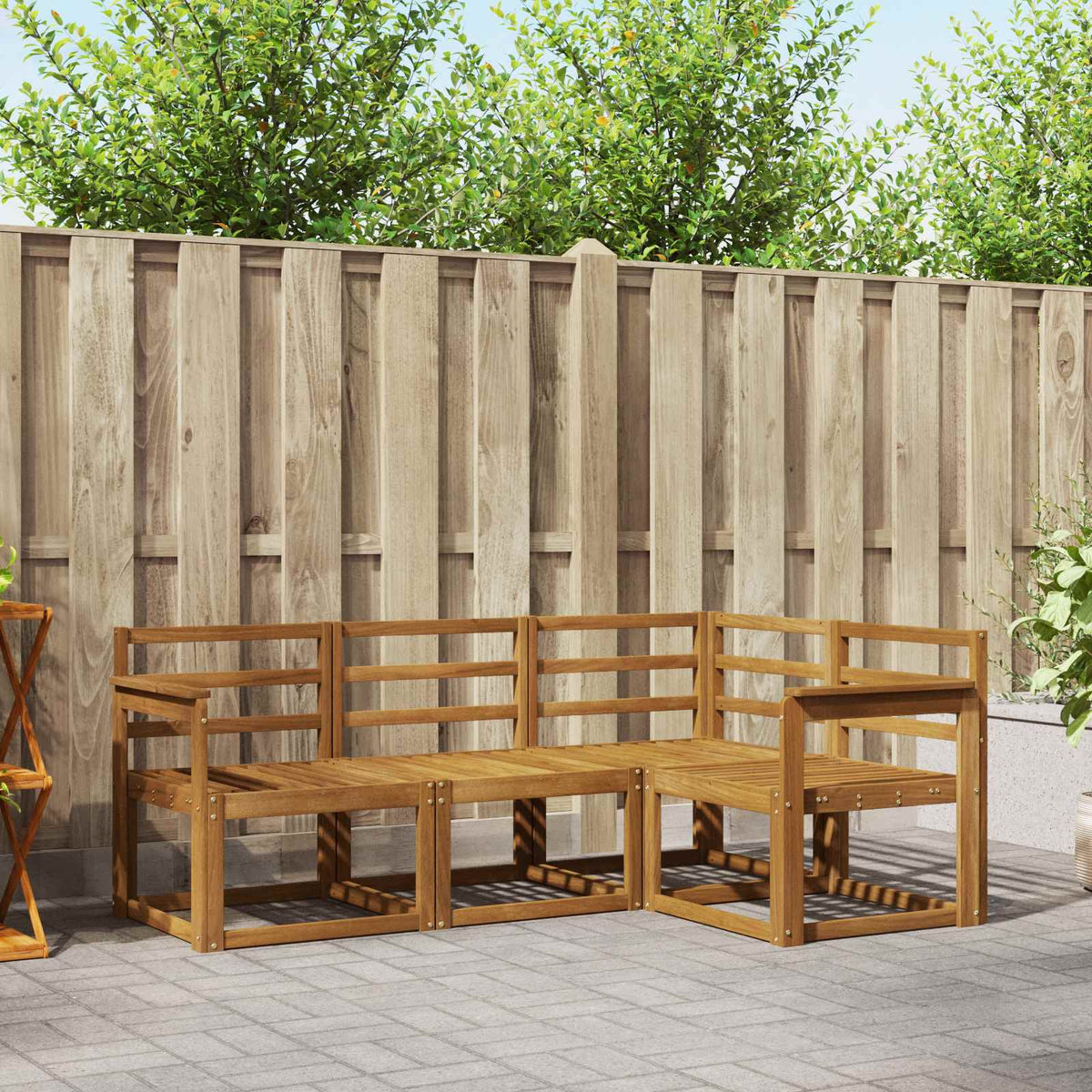Buiten bankenset 4 pcs Naturel Massief Acaciahout is nu te koop bij PeponiXL, paradijselijk wonen!