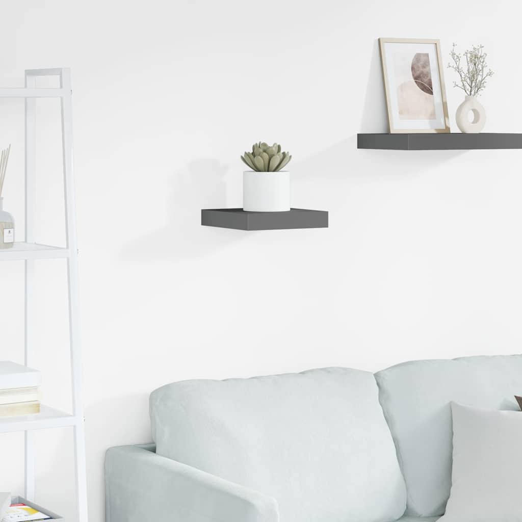 Wandschap zwevend 23x23,5x3,8 cm MDF hoogglans grijs is nu te koop bij PeponiXL, paradijselijk wonen!