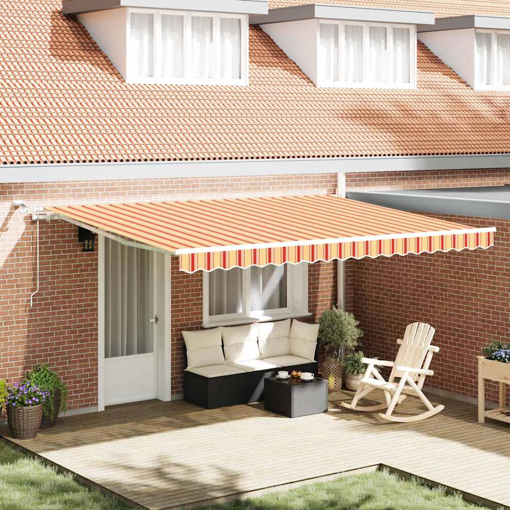 Inklapbaar Zonnescherm Geel en Oranje 450 × 300 cm is nu te koop bij PeponiXL, paradijselijk wonen!