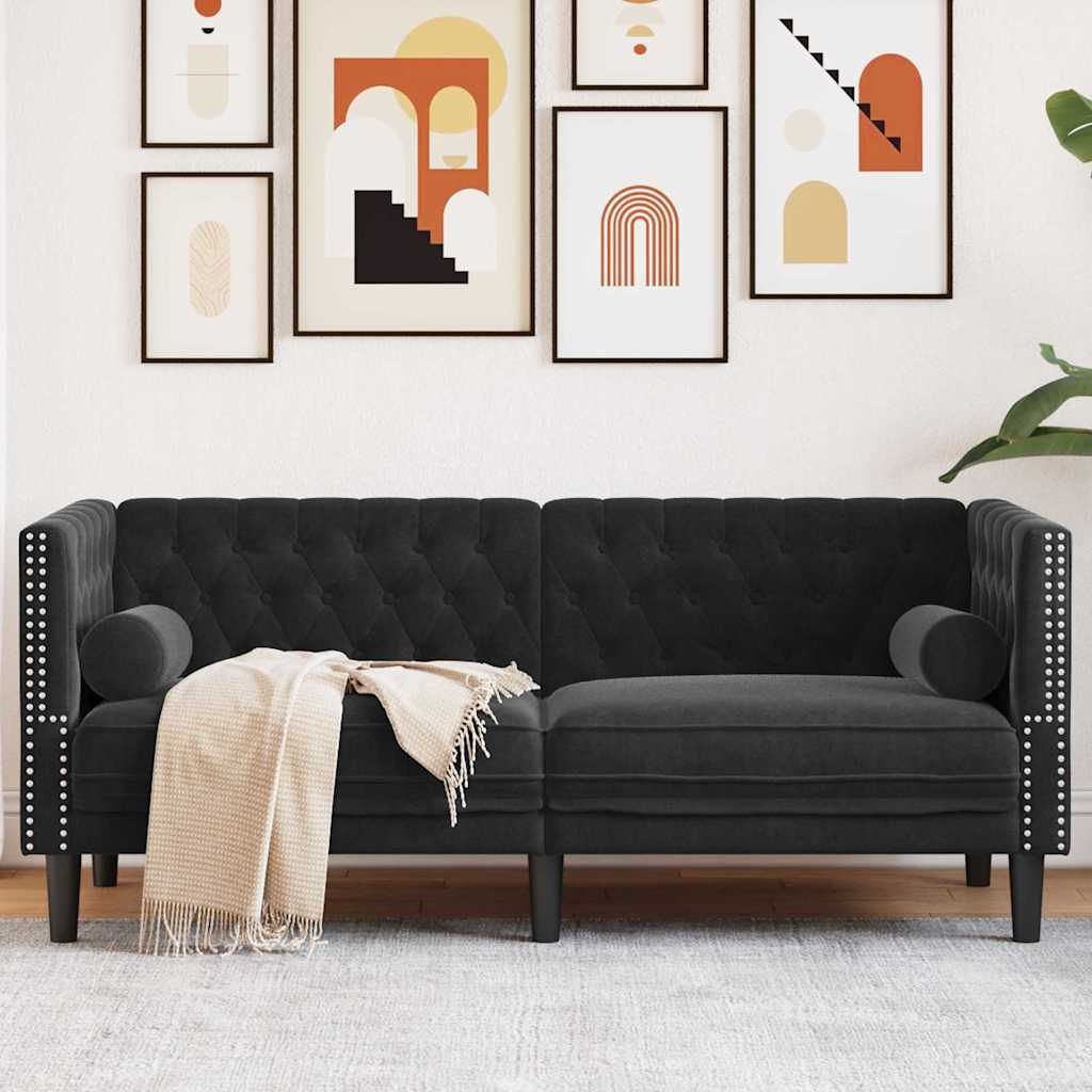 Bank Zwart 174 x 74,5 x 70,5 cm Fluweel is nu te koop bij PeponiXL, paradijselijk wonen!