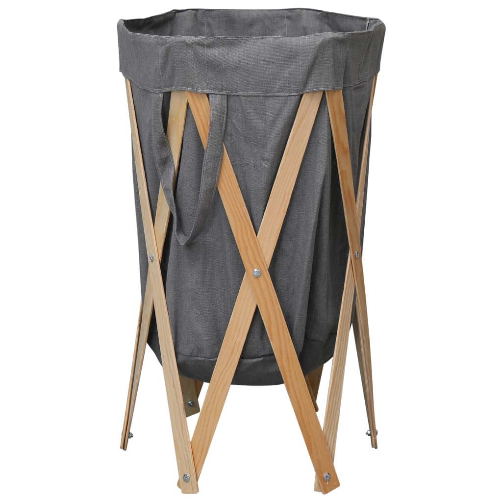 Wasmand inklapbaar hout en stof grijs is nu te koop bij PeponiXL, paradijselijk wonen!
