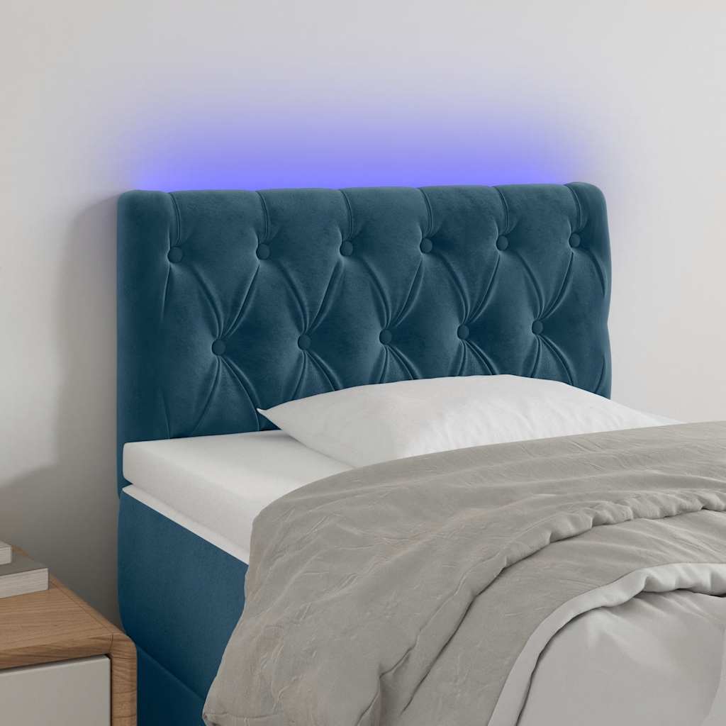 Hoofdbord LED 80x7x78/88 cm fluweel donkerblauw is nu te koop bij PeponiXL, paradijselijk wonen!