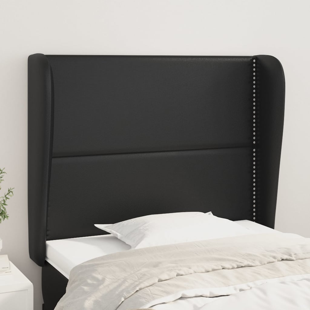 Hoofdbord met randen 103x23x118/128 cm kunstleer zwart is nu te koop bij PeponiXL, paradijselijk wonen!