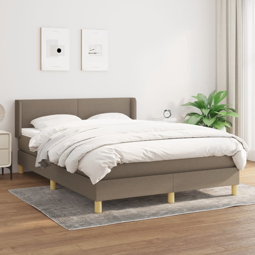 Boxspring met matras stof taupe 140x190 cm is nu te koop bij PeponiXL, paradijselijk wonen!