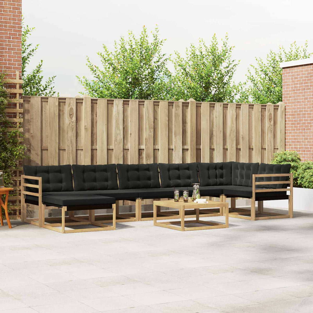 Buiten bankenset 8 pcs Wit en zwart Massief Acaciahout is nu te koop bij PeponiXL, paradijselijk wonen!