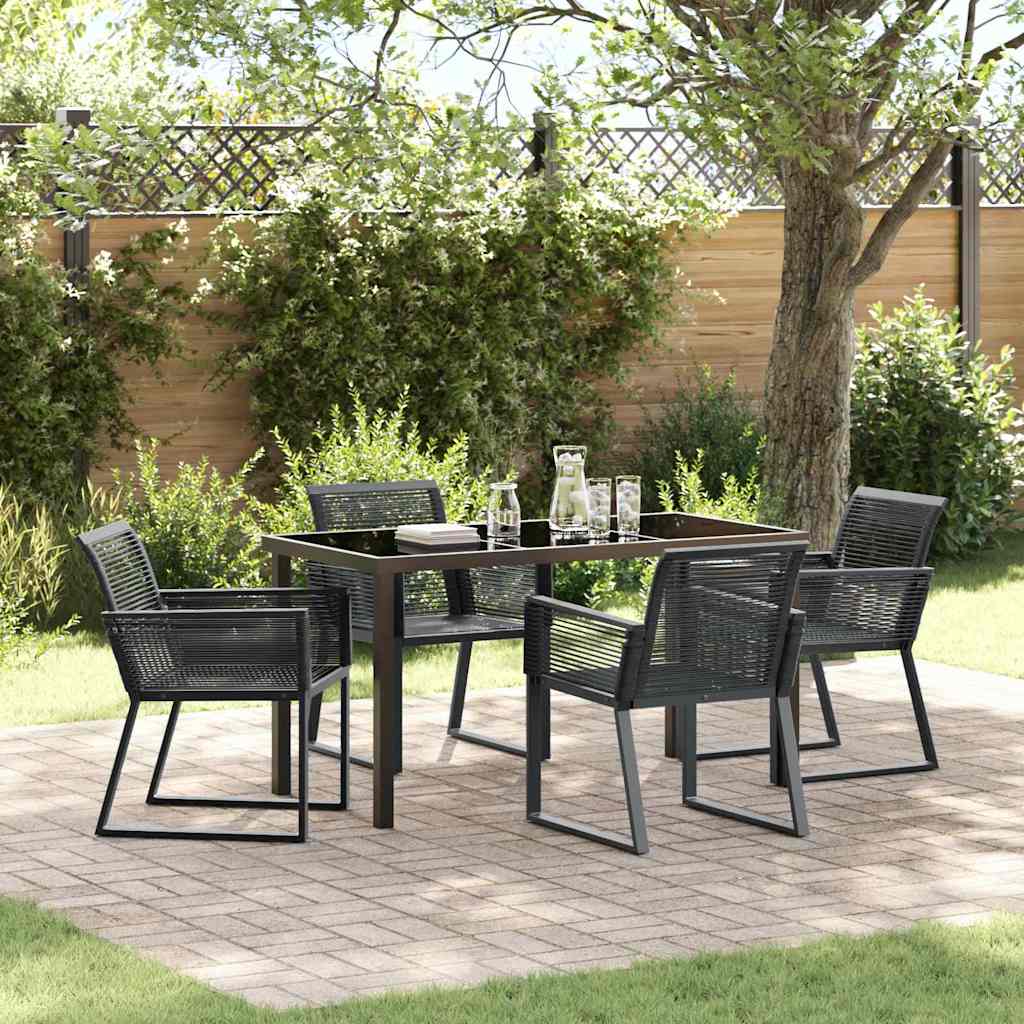 Tuin eettafelset 5 pcs Zwart Gepoedercoat staal is nu te koop bij PeponiXL, paradijselijk wonen!