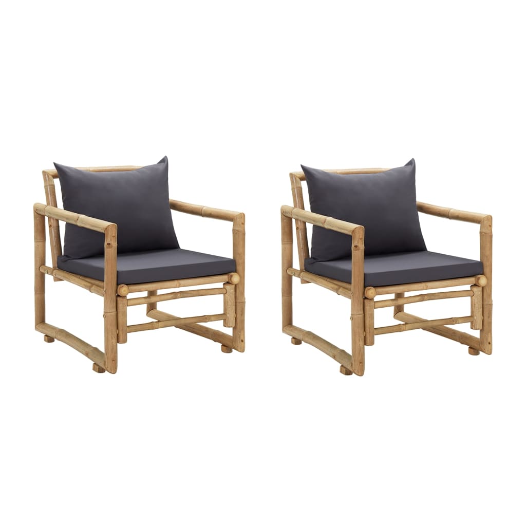 Tuinstoelen met kussens 2 st bamboe is nu te koop bij PeponiXL, paradijselijk wonen!