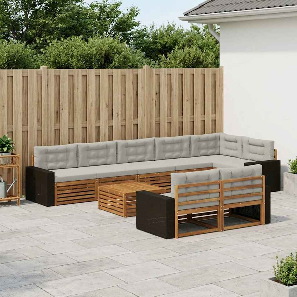 Buiten bankenset met kussen 9 pcs is nu te koop bij PeponiXL, paradijselijk wonen!