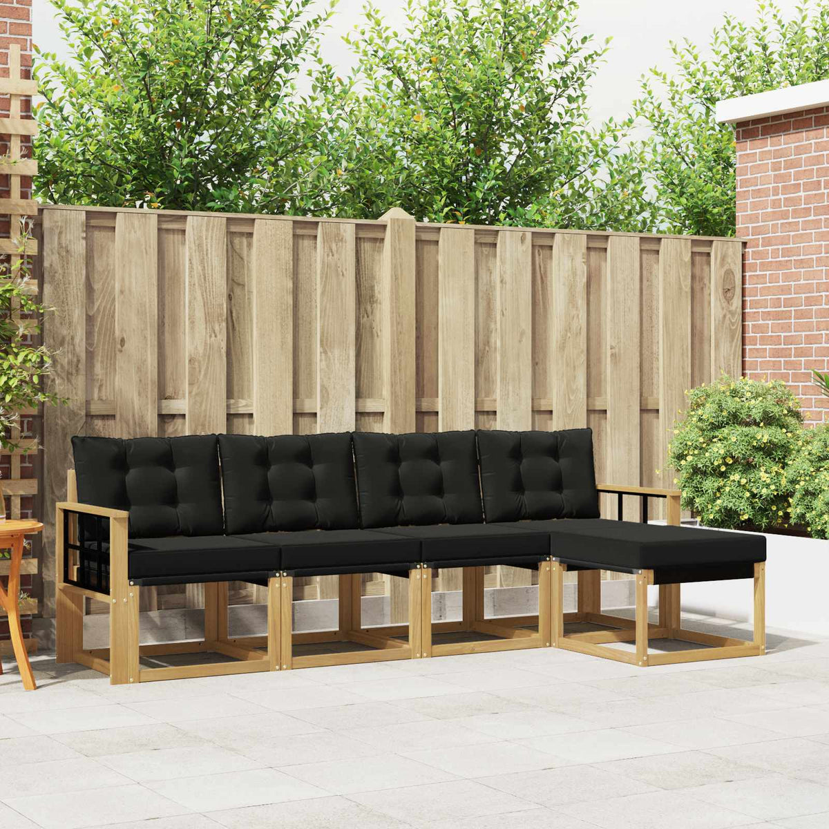 Buiten bankenset met kussen 5 pcs Wit en zwart is nu te koop bij PeponiXL, paradijselijk wonen!
