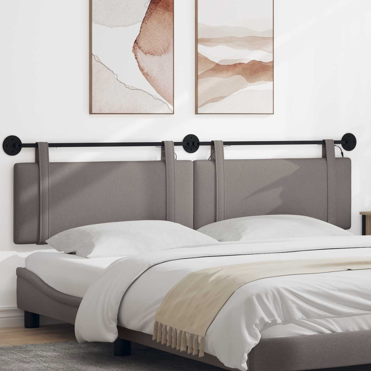 Hangend hoofdbord Met LED-verlichting Taupe Stof is nu te koop bij PeponiXL, paradijselijk wonen!