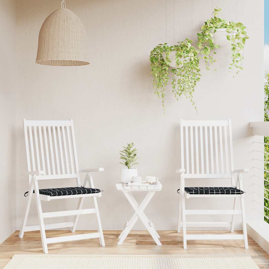 Tuinstoelkussens 2 st ruitpatroon 40x40x4 cm stof zwart is nu te koop bij PeponiXL, paradijselijk wonen!