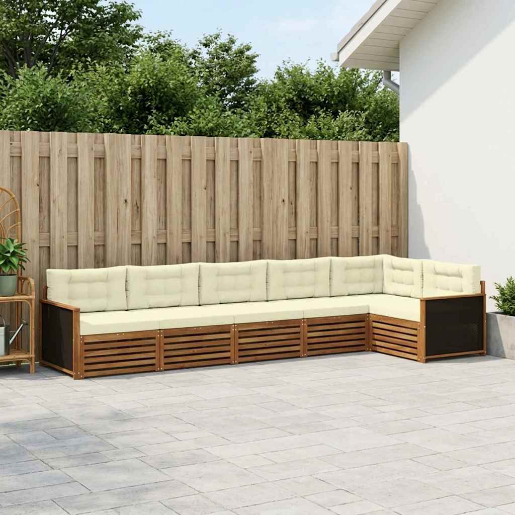 Buiten bankenset 6 pcs Natuurlijk en Crème 406 x 168,5 x 73 cm is nu te koop bij PeponiXL, paradijselijk wonen!