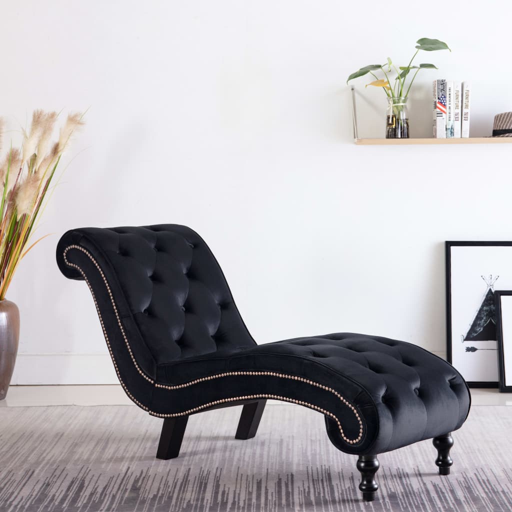 Chaise longue fluweel zwart is nu te koop bij PeponiXL, paradijselijk wonen!