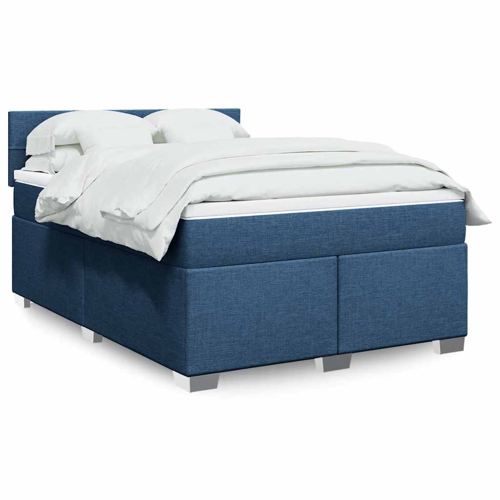 Boxspring met matras stof blauw 140x190 cm is nu te koop bij PeponiXL, paradijselijk wonen!