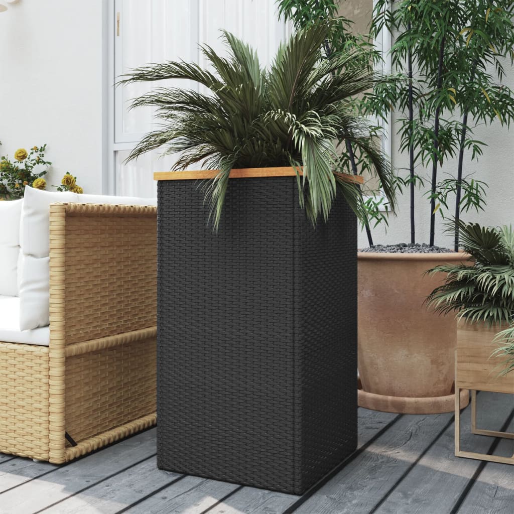 Plantenbak 40x40x80 cm poly rattan zwart is nu te koop bij PeponiXL, paradijselijk wonen!