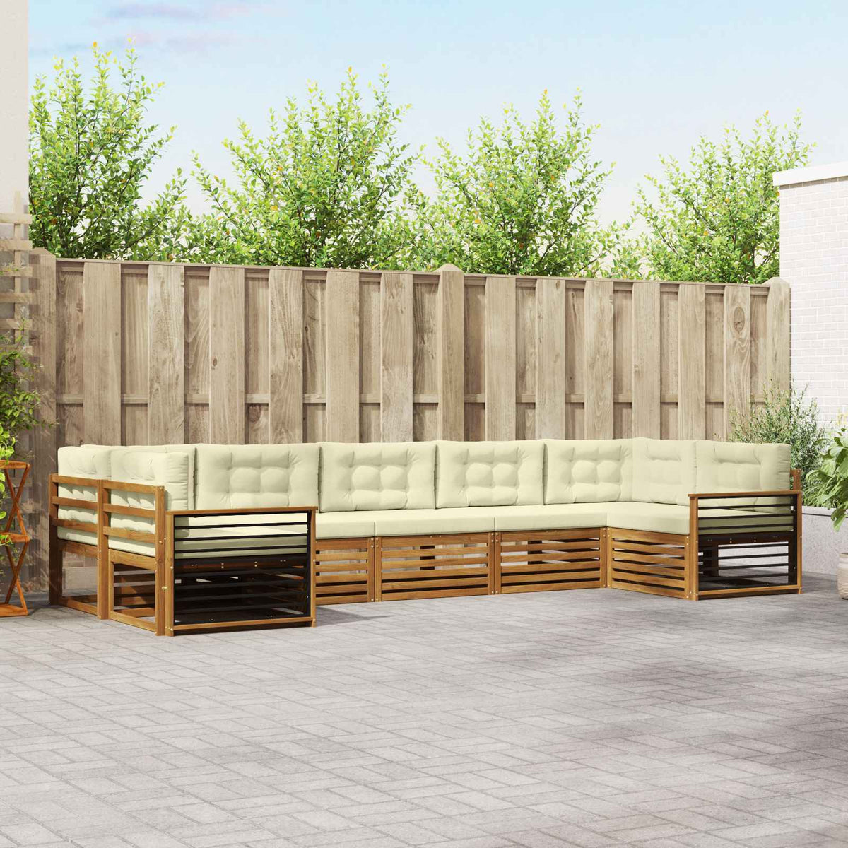 Buiten bankenset met kussen 7 pcs Natuurlijk en Crème is nu te koop bij PeponiXL, paradijselijk wonen!