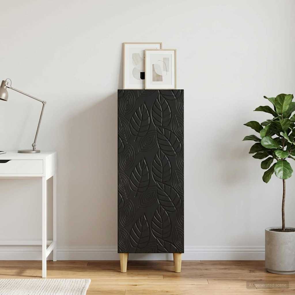 Dressoir Zwart 33 x 34,5 x 90 cm Bewerkt hout is nu te koop bij PeponiXL, paradijselijk wonen!