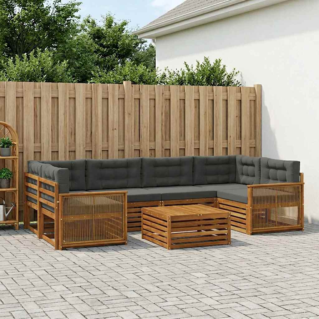 Buiten bankenset met kussen 7 pcs Natuurlijk en Antraciet is nu te koop bij PeponiXL, paradijselijk wonen!