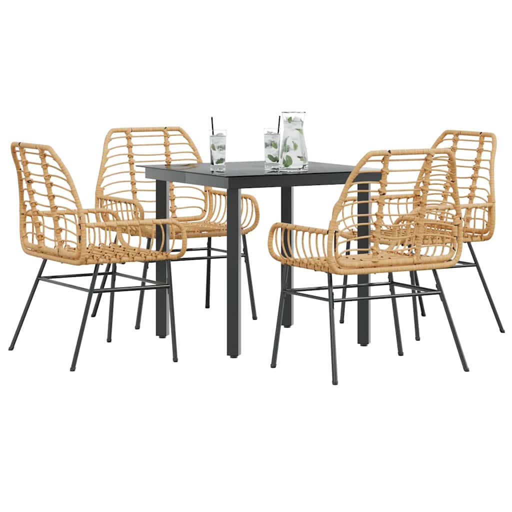 5-delige Tuinset poly rattan glas bruin is nu te koop bij PeponiXL, paradijselijk wonen!