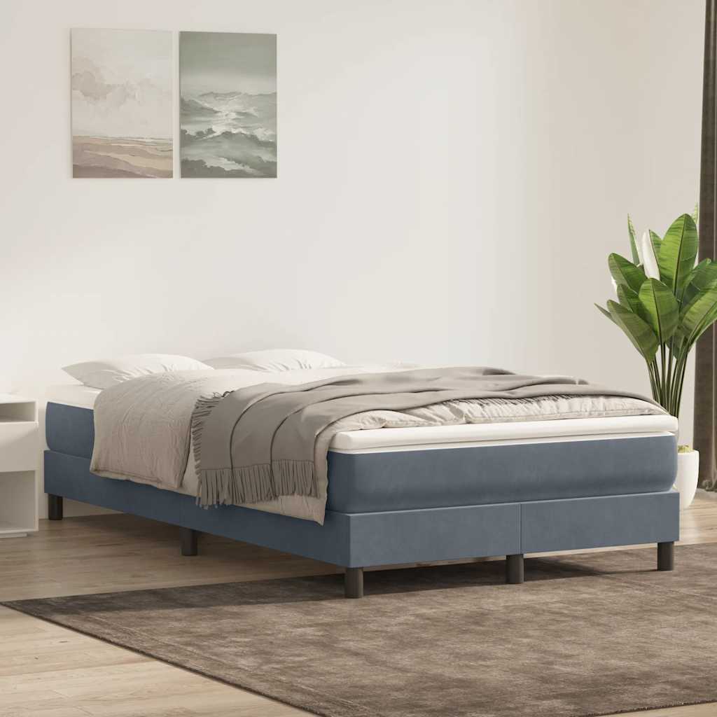 Boxspring zonder matras fluweel donkergrijs 120x220 cm is nu te koop bij PeponiXL, paradijselijk wonen!