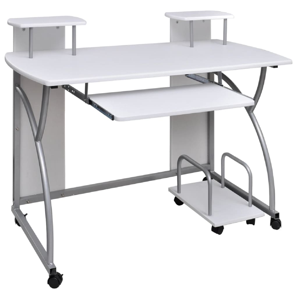 Computerbureau 110x52x88,5 cm bewerkt hout wit is nu te koop bij PeponiXL, paradijselijk wonen!