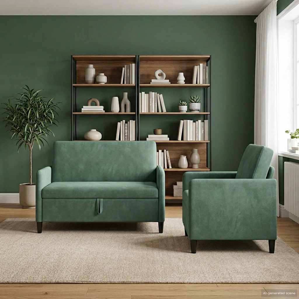 Bankenset met opbergruimte 2 st Zeegroen Polyester is nu te koop bij PeponiXL, paradijselijk wonen!