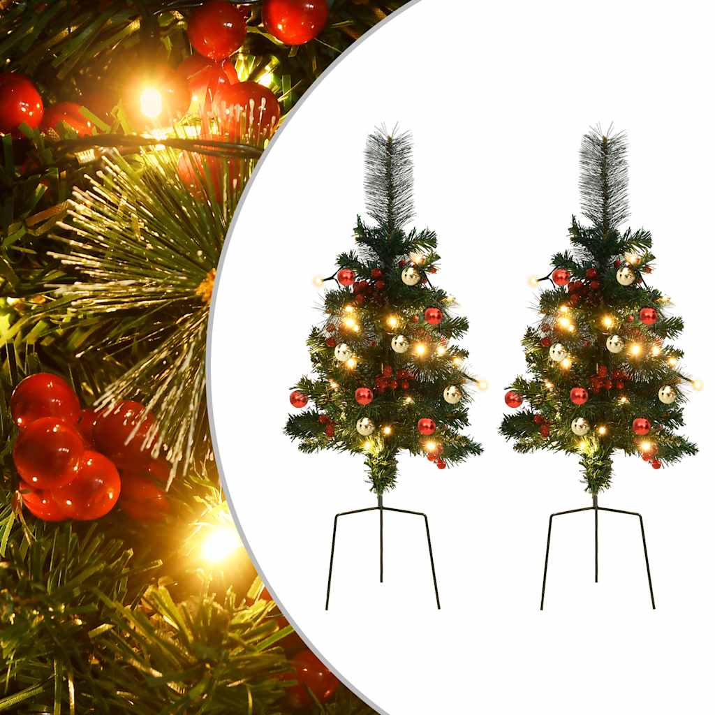 Tuinkerstbomen 2 st met verlichting 76 cm PVC is nu te koop bij PeponiXL, paradijselijk wonen!
