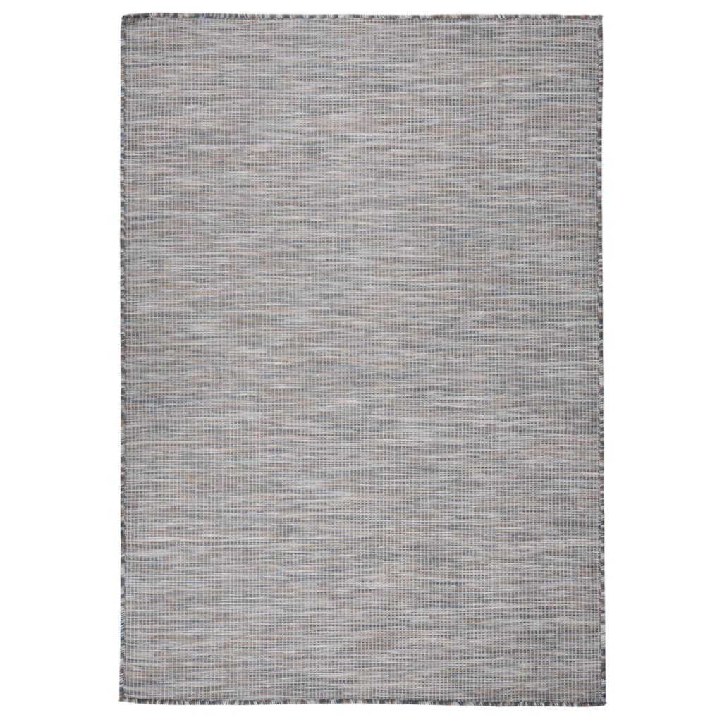 Buitenkleed platgeweven 140x200 cm bruin en blauw is nu te koop bij PeponiXL, paradijselijk wonen!