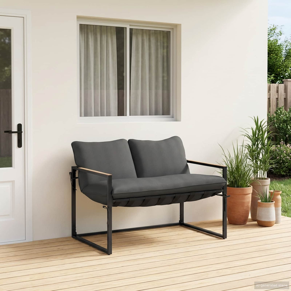 Tuinbankenset Zwart en Anthraciet Staal is nu te koop bij PeponiXL, paradijselijk wonen!