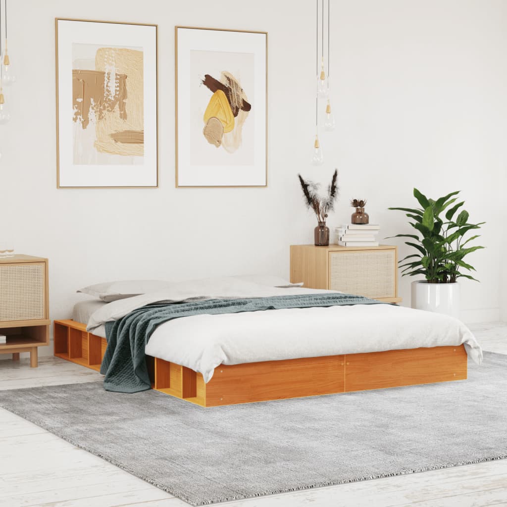 Bedframe zonder matras massief grenenhout wasbruin 120x190 cm is nu te koop bij PeponiXL, paradijselijk wonen!