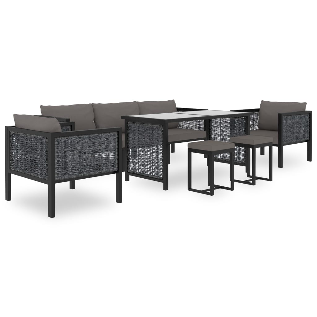 8-delige Loungeset met kussens poly rattan antraciet is nu te koop bij PeponiXL, paradijselijk wonen!