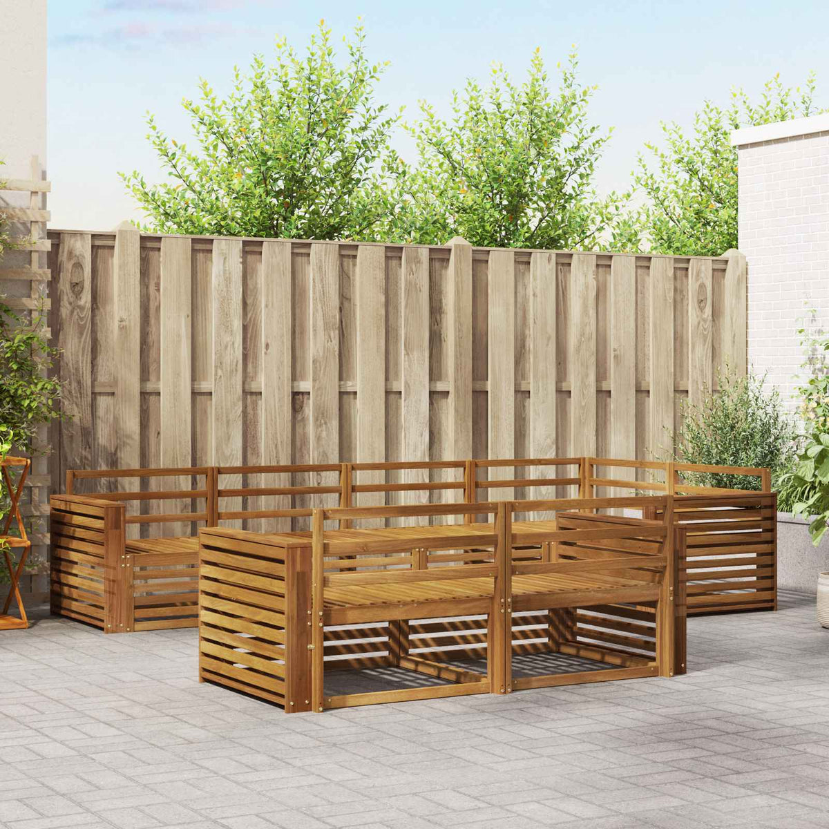 Buiten bankenset 7 pcs Naturel Massief Acaciahout is nu te koop bij PeponiXL, paradijselijk wonen!