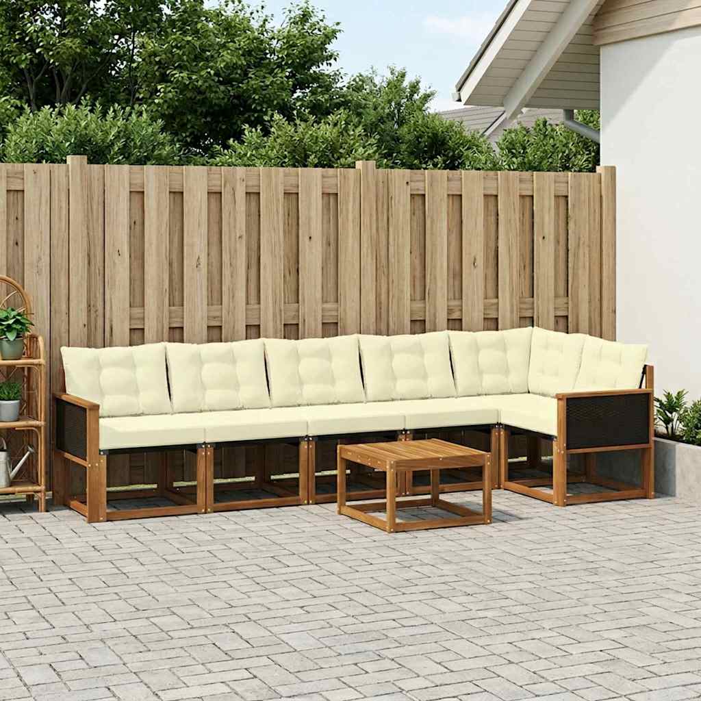Buiten bankenset met kussen 7 pcs Natuurlijk en Crème is nu te koop bij PeponiXL, paradijselijk wonen!