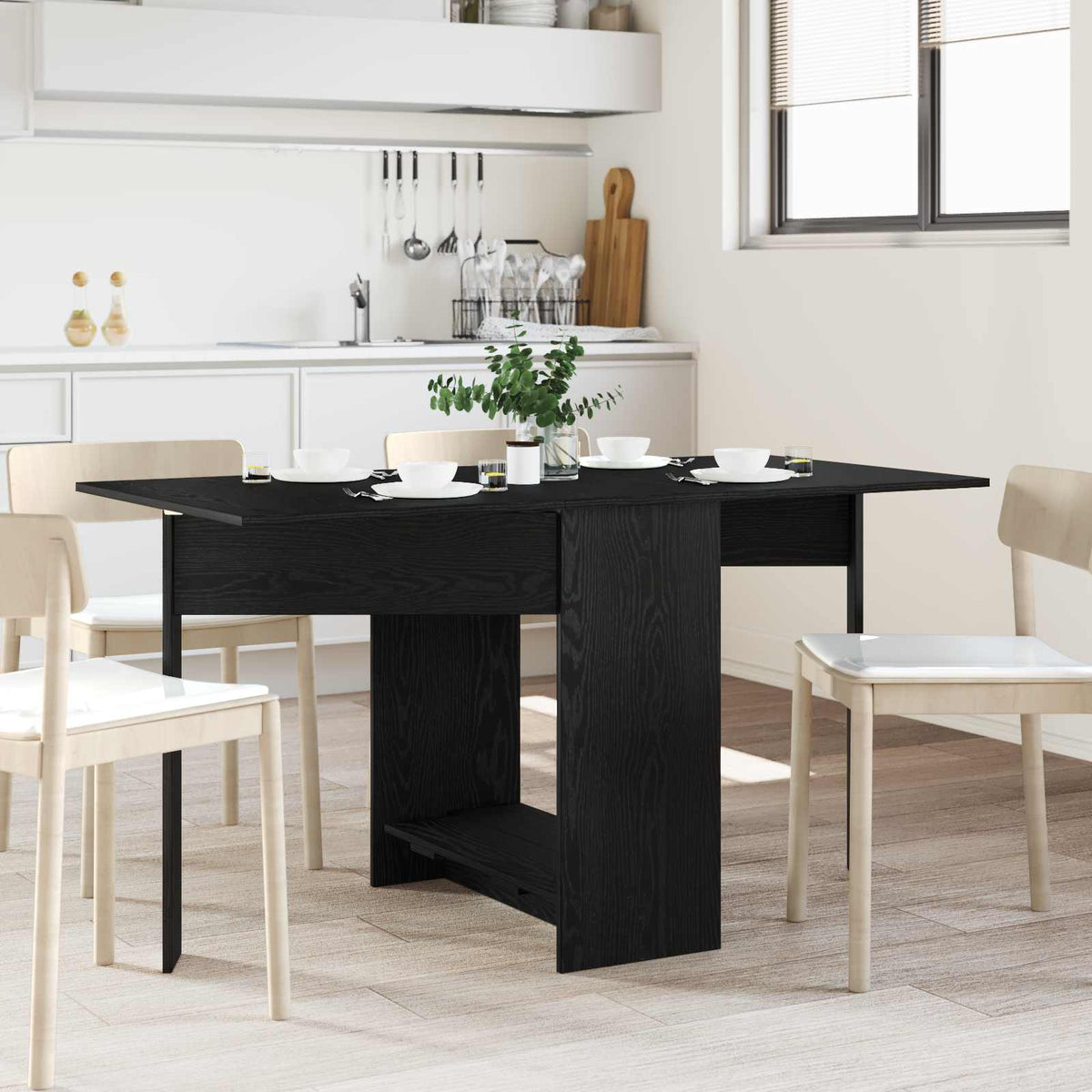 Eettafel 138 x 70 x 73,5 cm Bewerkt hout Zwart eiken is nu te koop bij PeponiXL, paradijselijk wonen!