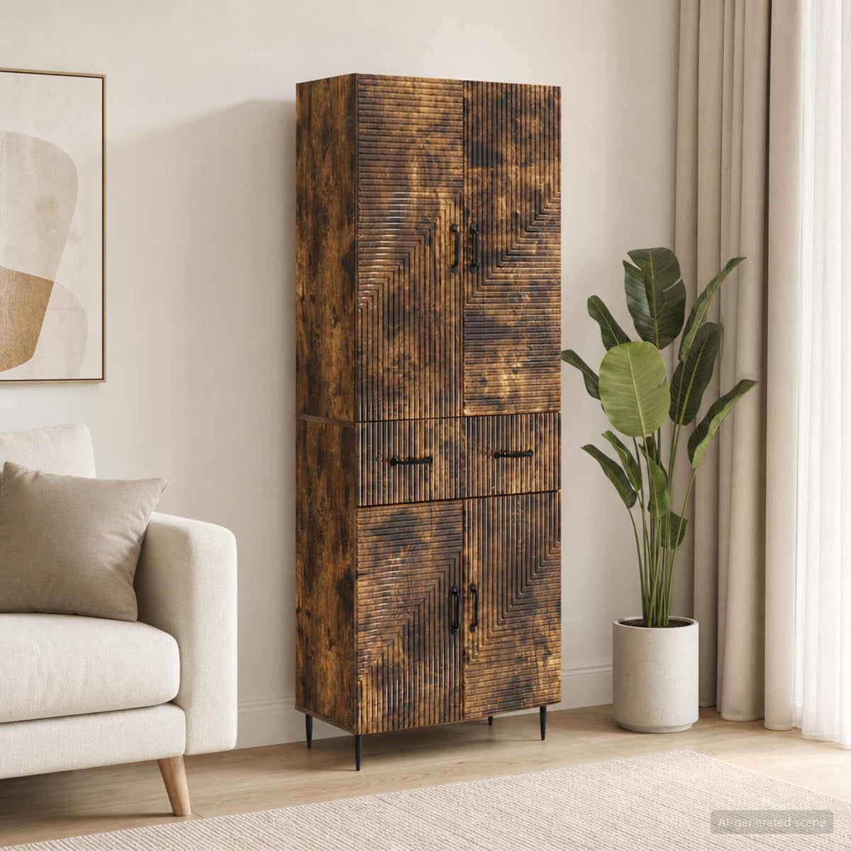 Kastenset 2 pcs Gerookt eiken 66 x 34,5 x 89,5 cm Bewerkt hout is nu te koop bij PeponiXL, paradijselijk wonen!