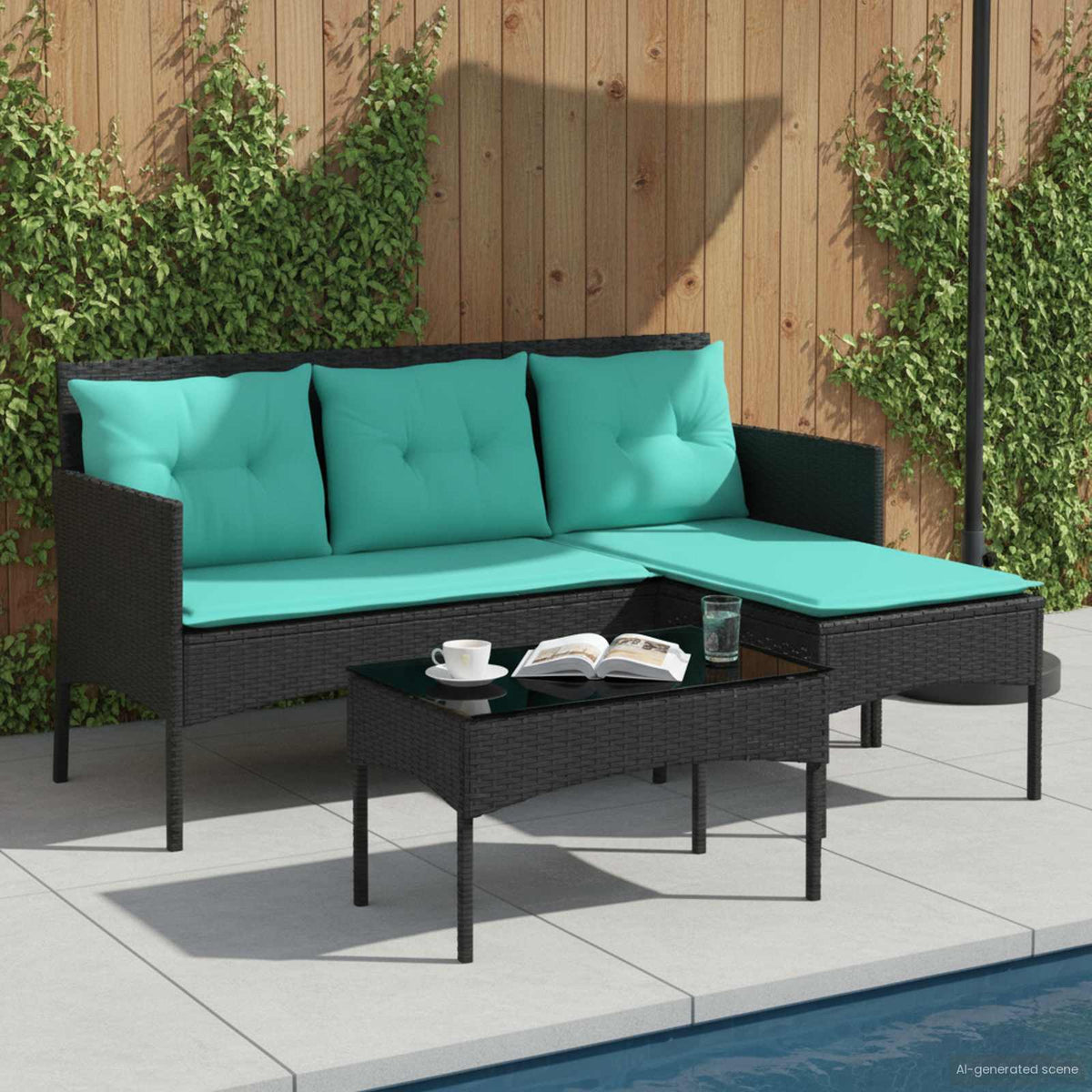 Tuinbankenset met kussen 2 pcs poly rattan is nu te koop bij PeponiXL, paradijselijk wonen!