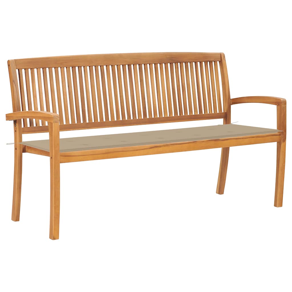 Tuinbank stapelbaar met kussen 159 cm massief teakhout is nu te koop bij PeponiXL, paradijselijk wonen!
