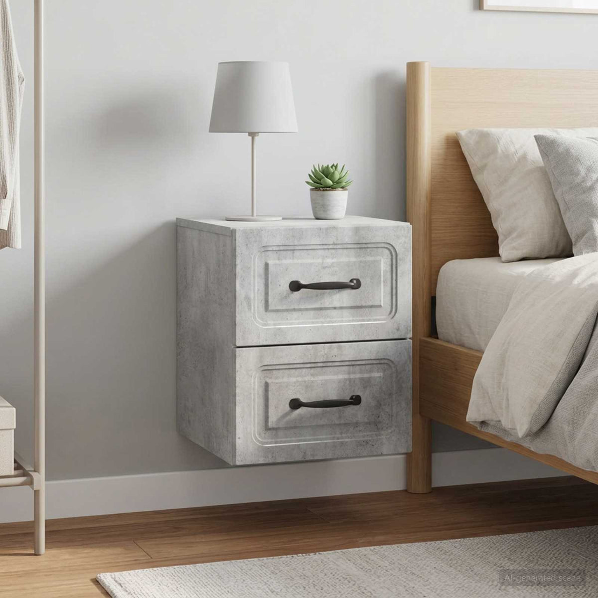 Wandbeugel Bedkast met lade 2 pcs Betongrijs 34,5 x 33 x 40 cm is nu te koop bij PeponiXL, paradijselijk wonen!