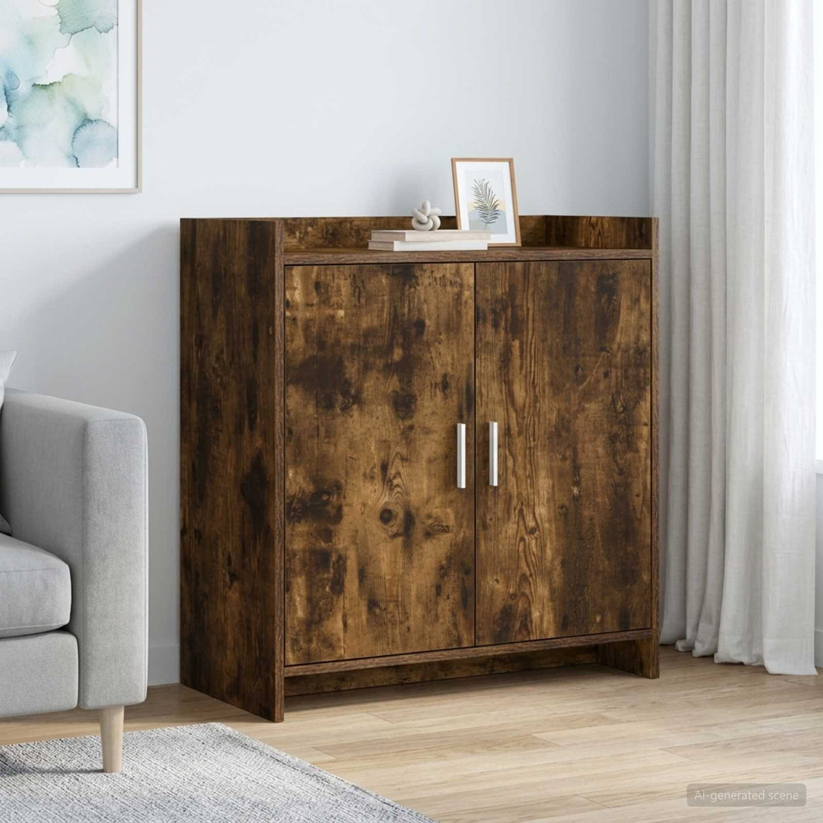 Dressoir Gerookt eiken 72 x 36 x 80 cm Bewerkt hout is nu te koop bij PeponiXL, paradijselijk wonen!