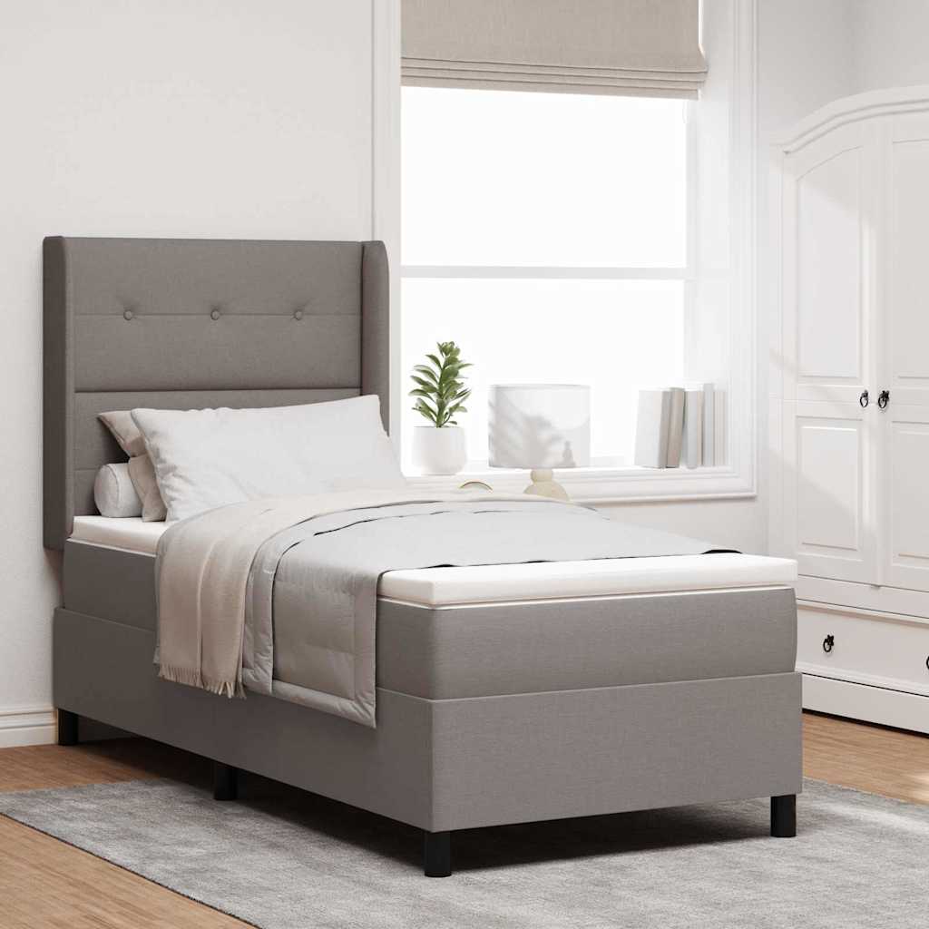 LED Box Spring Bed met matras Taupe 100 x 200 cm Stof is nu te koop bij PeponiXL, paradijselijk wonen!