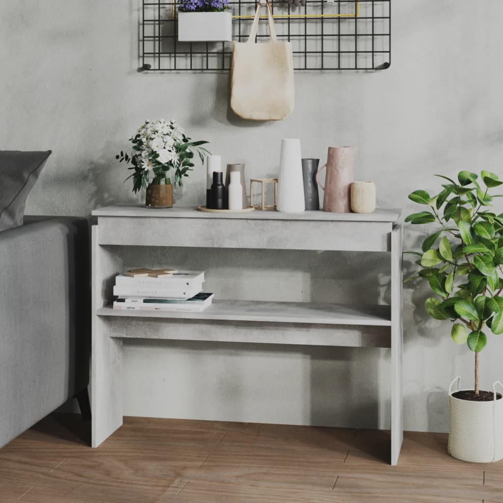Wandtafel 102x30x80 cm bewerkt hout betongrijs is nu te koop bij PeponiXL, paradijselijk wonen!