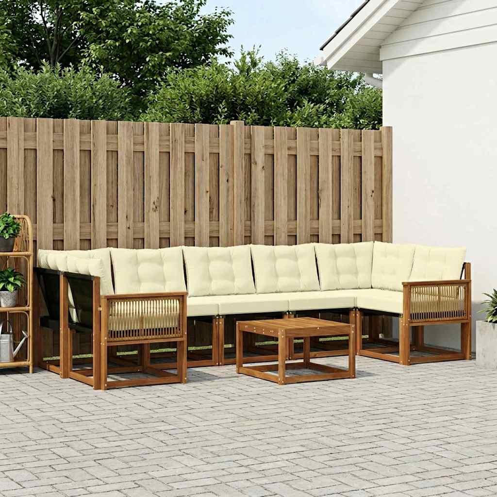 Buiten bankenset met kussen 8 pcs Natuurlijk en Crème is nu te koop bij PeponiXL, paradijselijk wonen!