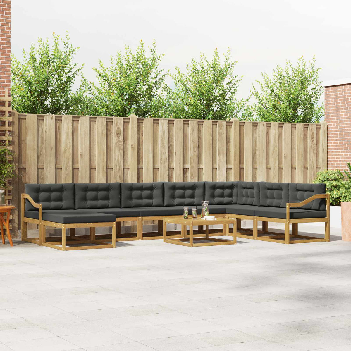 Buiten bankenset 9 pcs Wit en antracietkleurig is nu te koop bij PeponiXL, paradijselijk wonen!