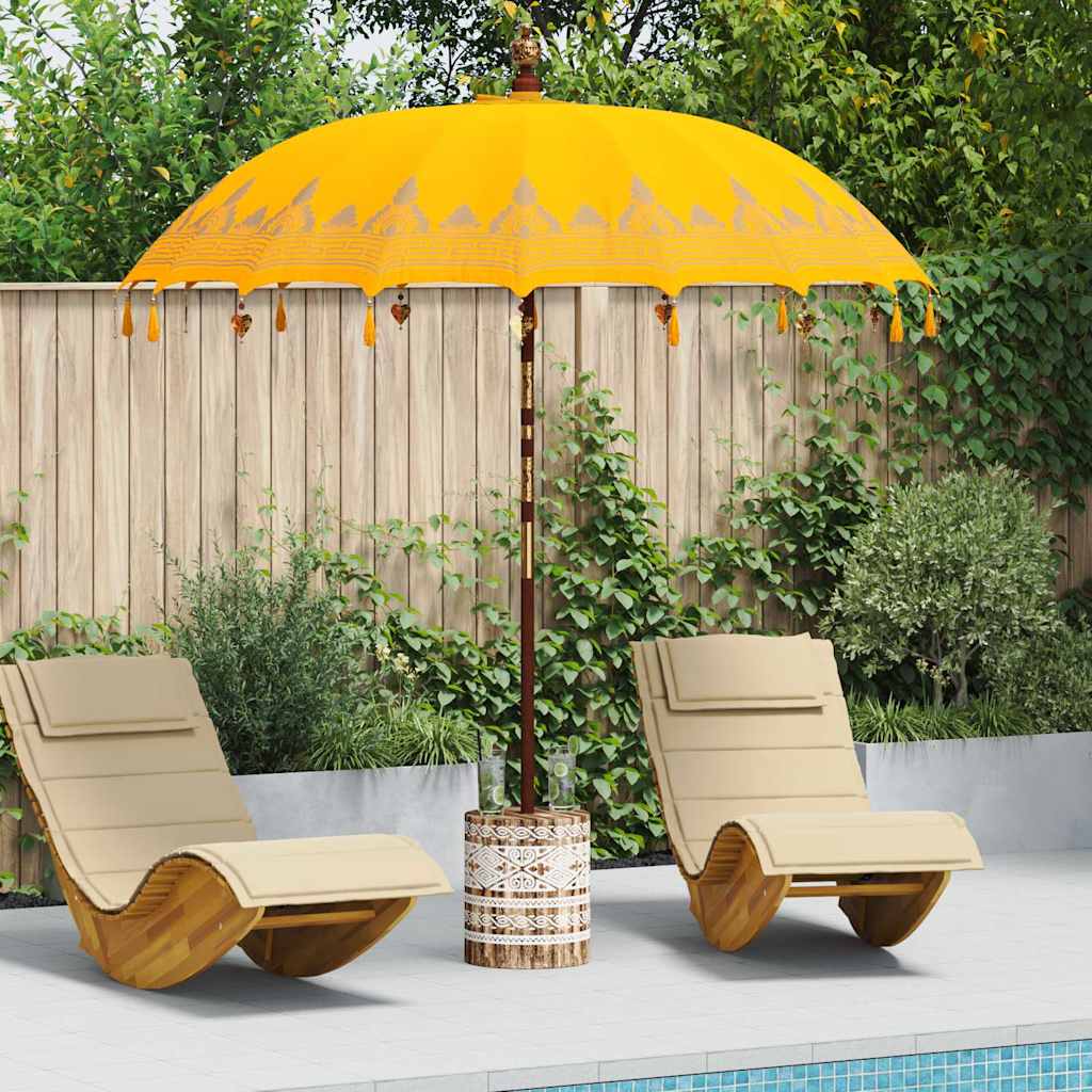 Balinese parasol met basis Geel 215 x 215 x 260 cm is nu te koop bij PeponiXL, paradijselijk wonen!